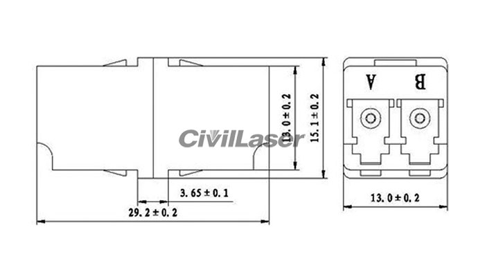 Symmetric Type Singal Mode Double Core Plastic Fiber Optic Adapter